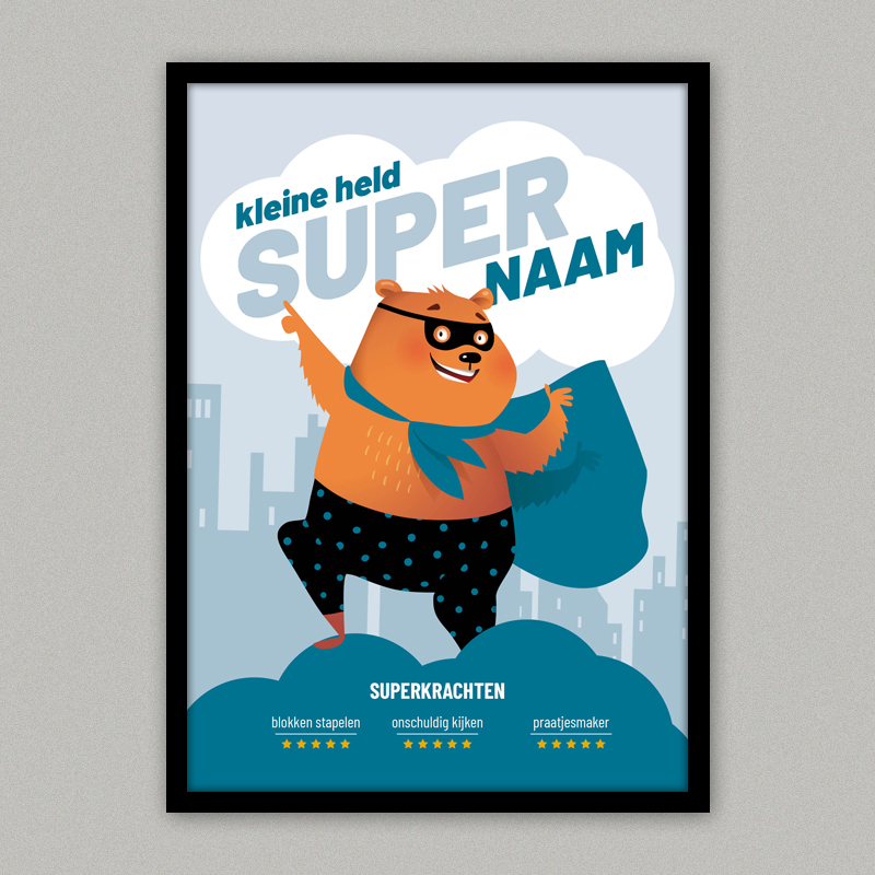 Superhelden naamposter Beer - Afbeelding 2