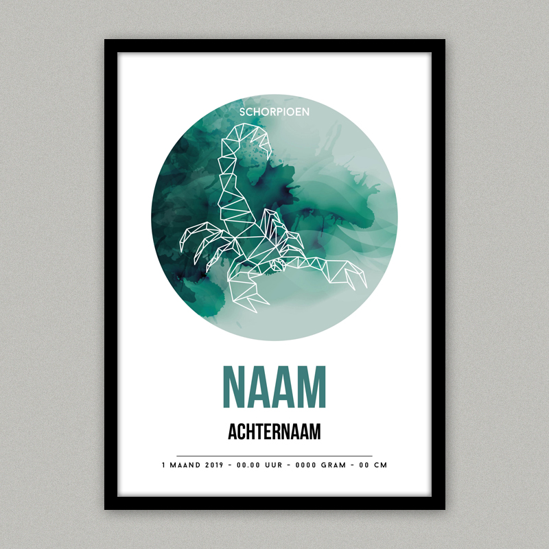 Geboorteposter sterrenbeeld Schorpioen gevlamd - Afbeelding 2