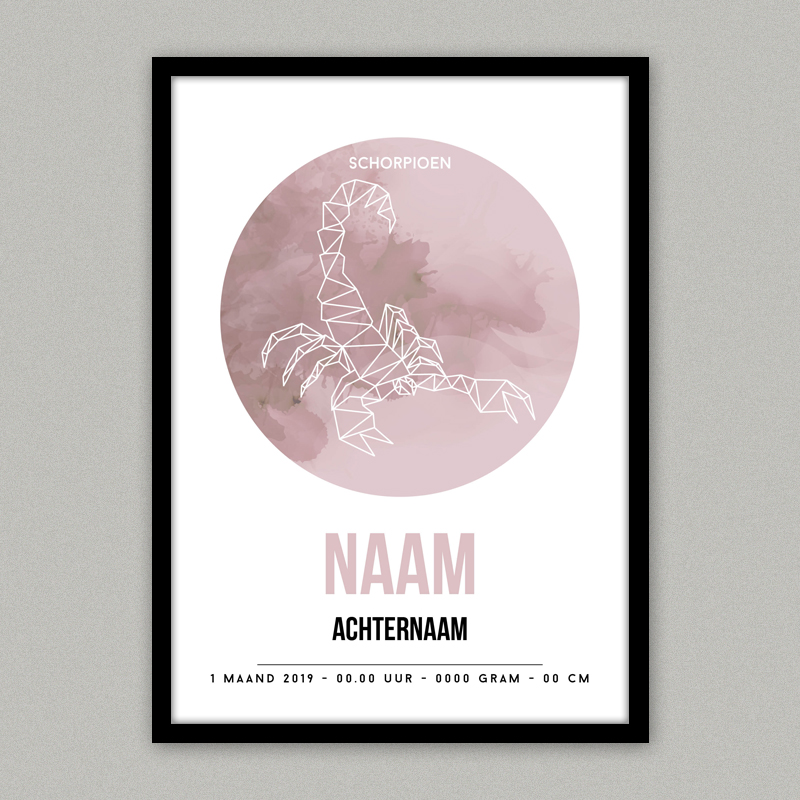 Geboorteposter sterrenbeeld Schorpioen gevlamd - Afbeelding 3