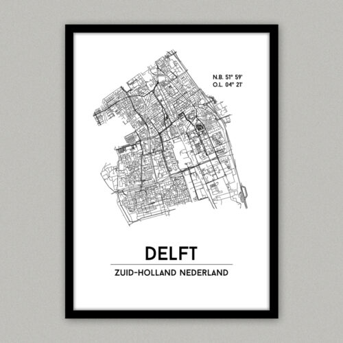 Delft plattegrond poster