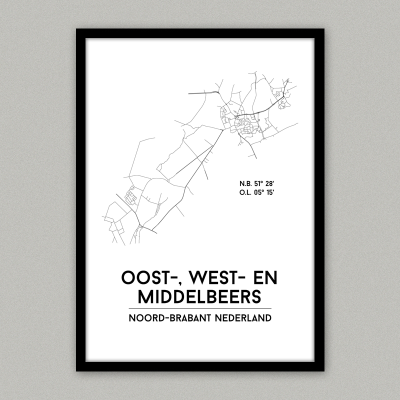 Osst-, West- en Middelbeers plattegrond poster