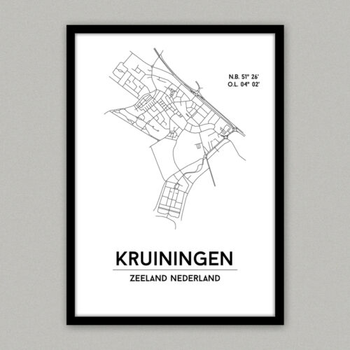 Kruiningen plattegrond poster