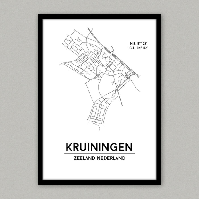 Kruiningen plattegrond poster