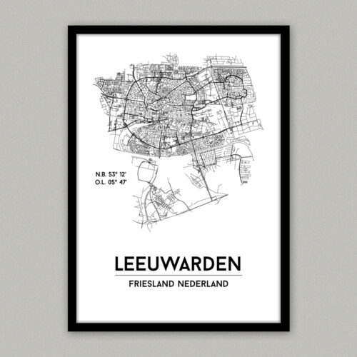Leeuwarden plattegrond poster