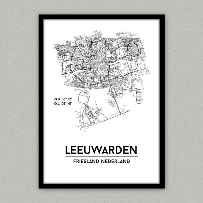 Leeuwarden plattegrond poster