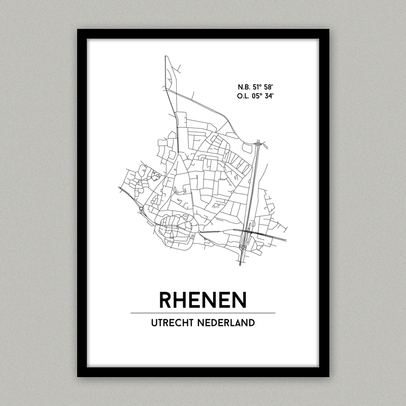 Rhenen plattegrond poster