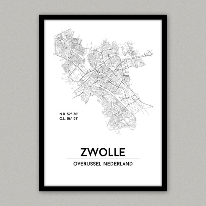 Zwolle plattegrond poster