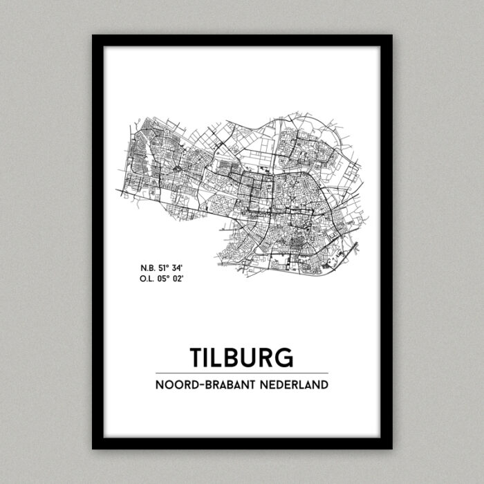 Tilburg plattegrond poster