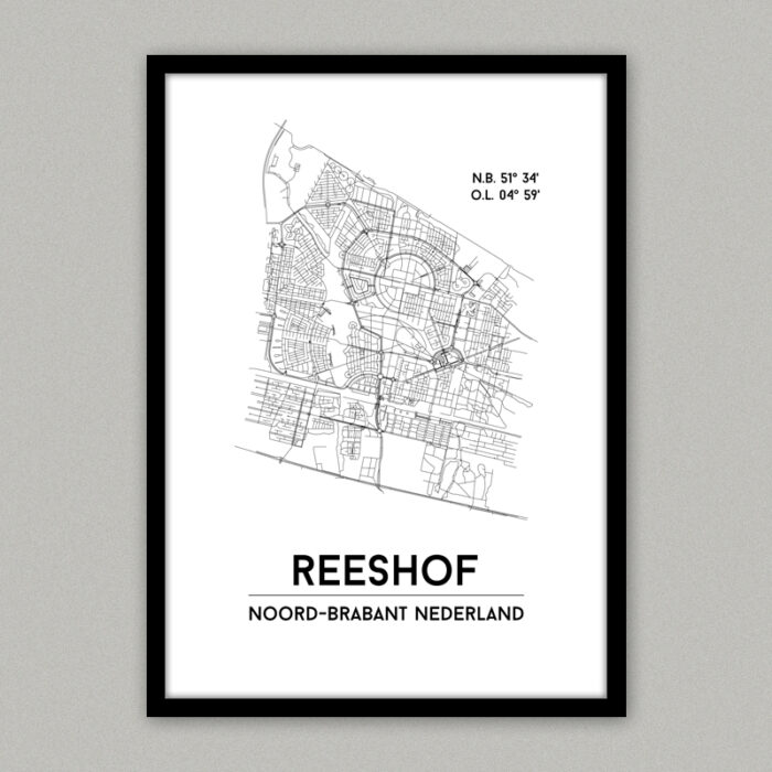 Tilburg - Reeshof plattegrond poster