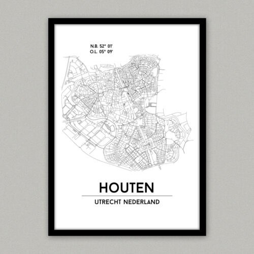 Houten plattegrond poster