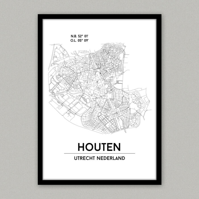 Houten plattegrond poster